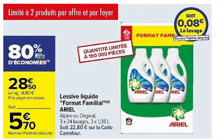 lessive liquide "format familial" ariel