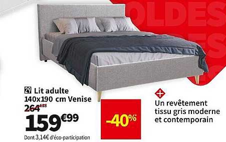 lit adulte 140 x 190 cm venise