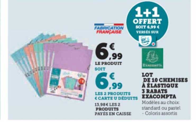 Lot De 10 Chemises à élastique 3 Rabats Exacompta