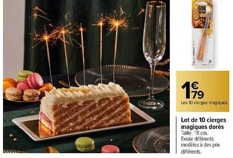 lot de 10 cierges magiques dorés