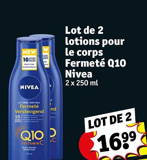 lot de 2 lotions pour le corps fermeté q10 nivea 2 x 250 ml