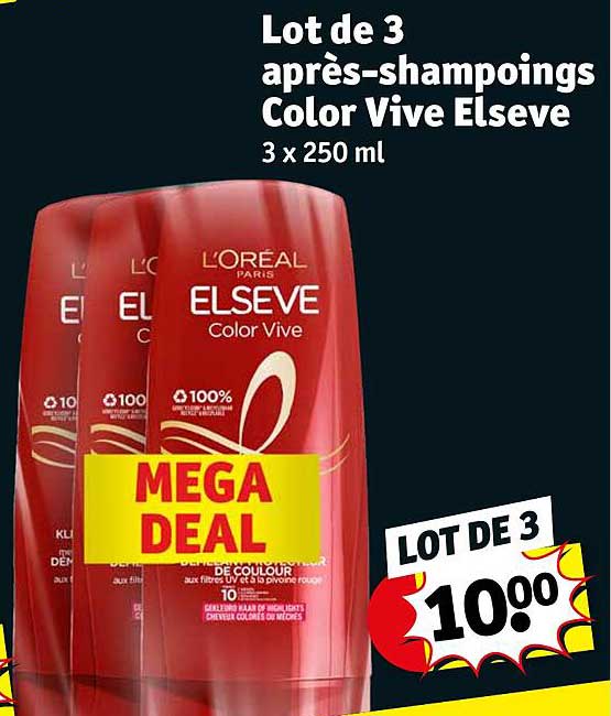 lot de 3 après-shampoings color vive elseve