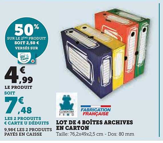 lot de 4 boîtes archives en carton