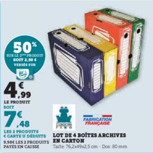 lot de 4 boîtes archives en carton