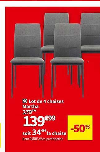 lot de 4 chaises martha