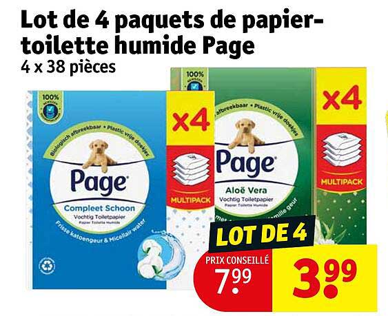Lot De 4 Paquets De Papier-toilette Humide Page