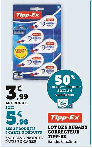 lot de 5 rubans correcteur tipp-ex