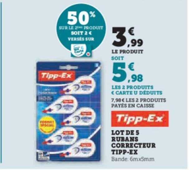 lot de 5 rubans correcteur tipp-ex