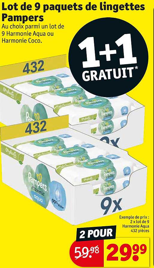 lot de 9 paquets de lingettes pampers