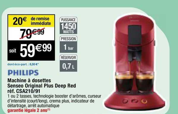 machine à dosettes senseo original plus deep red philips