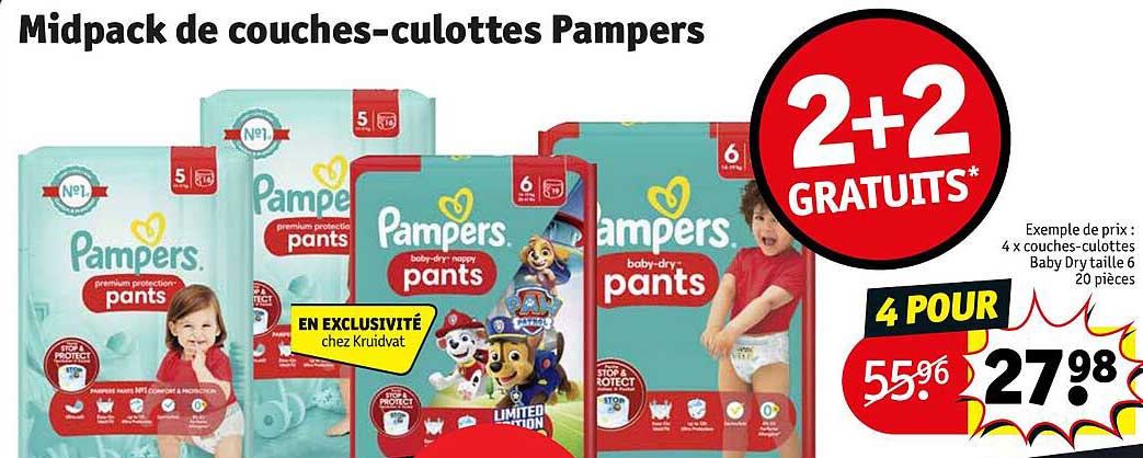 midpack de couches-culottes pampers