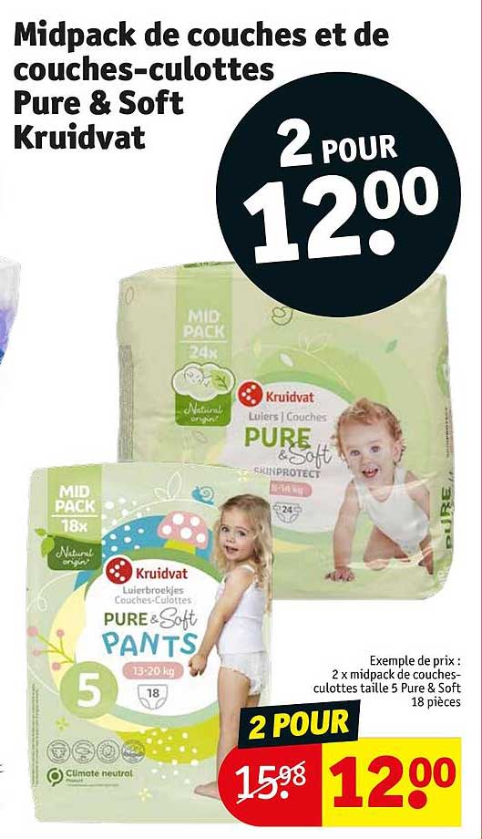 Midpack De Couches Et De Couches-culottes Pure & Soft Kruidvat