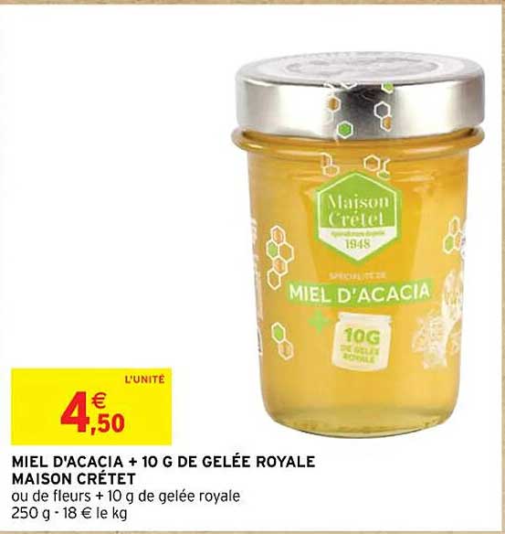 Miel D'acacia + 10 G De Gelée Royale Maison Crétet
