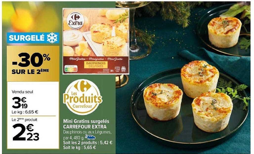 mini gratins surgelés carrefour extra
