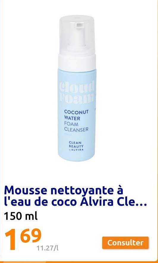 mousse nettoyante à l'eau de coco alvira cle....