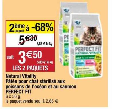 Natural Vitality Pâtée Pour Chat Stérilisé Aux Poissons De L'océan Et Au Saumon Perfect Fit