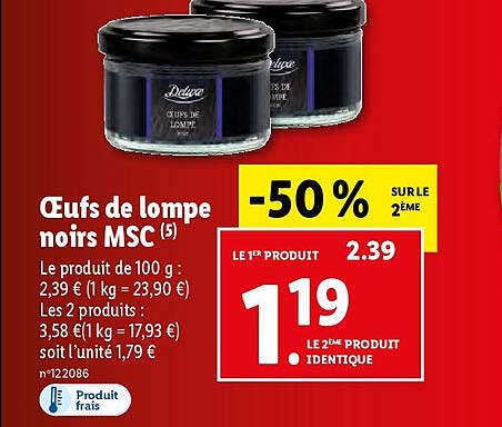 œufs de lompe noirs msc deluxe