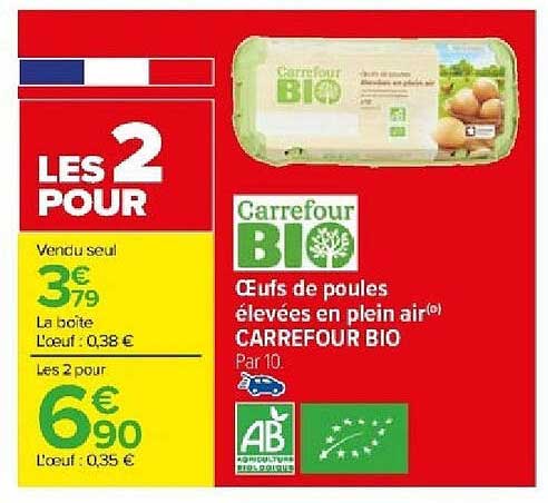 œufs de poules élevées en plein air carrefour bio