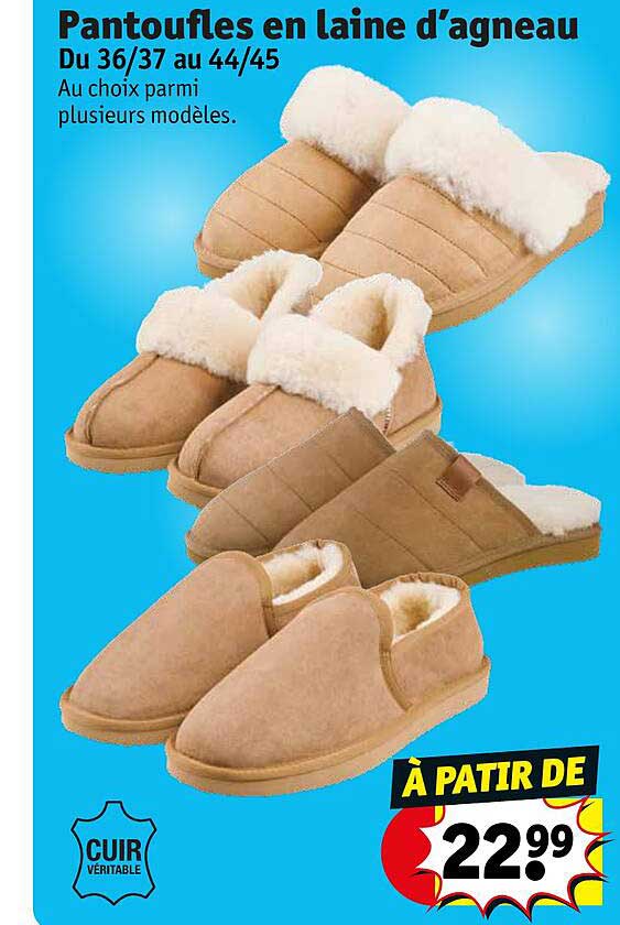 pantoufles en laine d'agneau