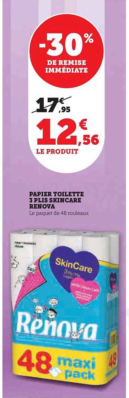 papier toilette 3 plis skincare renova