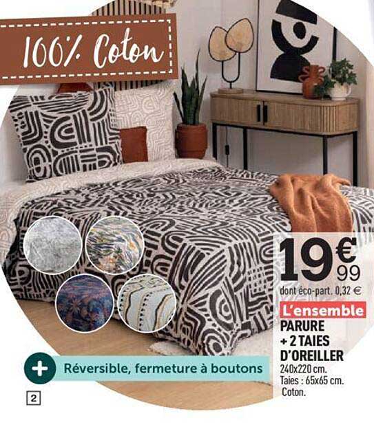parure + 2 taies d'oreiller