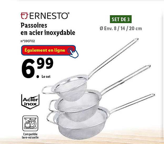 passoires en acier inoxydable ernesto