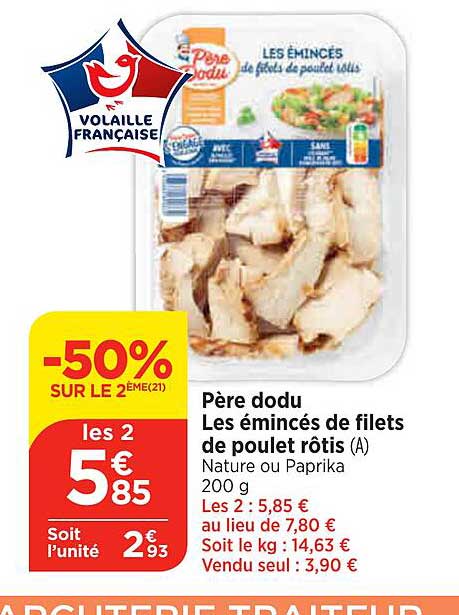 père dodu les émincés de filets de poulet rôtis