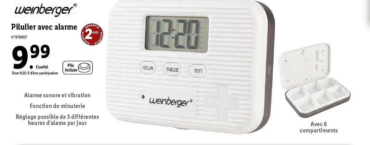pilulier avec alarme weinberger