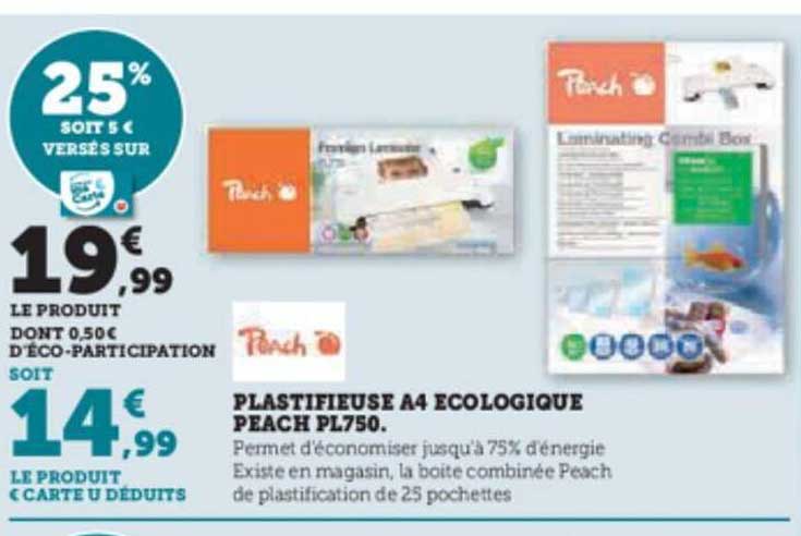 plastifieuse a4 écologique peach pl750