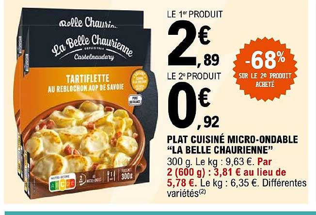 plat cuisiné micro-ondable "la belle chaurienne"