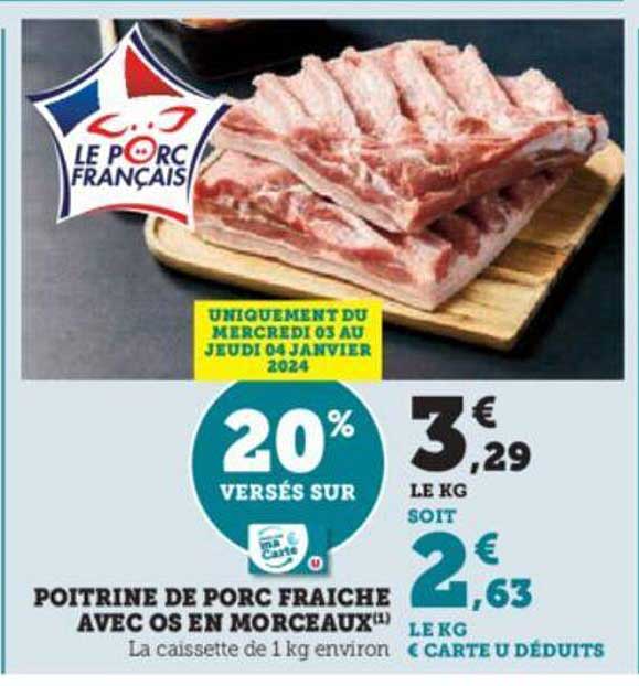 Poitrine De Porc Fraiche Avec Os En Morceaux