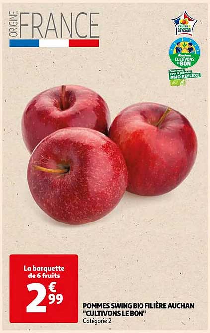 pommes swing bio filière auchan "cultivons le bon"