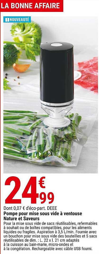 pompe pour mise sous vide à ventouse nature et saveurs