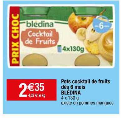 pots cocktail de fruits dès 6 mois blédina