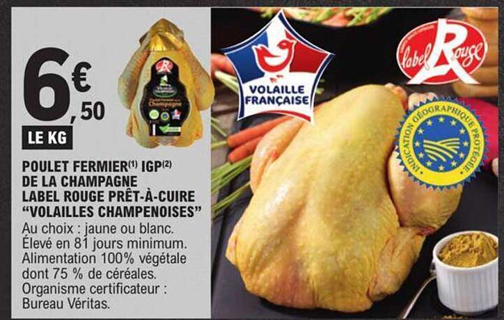 poulet fermier igp de la champagne label rouge prêt-à-cuire "volailles champenoises"
