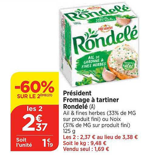 Président Fromage à Tartiner Rondelé