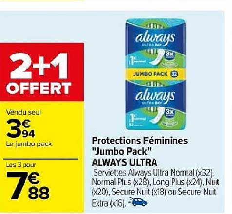 protections féminines "jumbo pack" always ultra