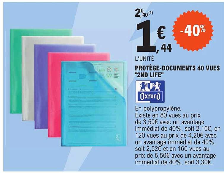 protège-documents 40 vues "2nd life" oxford