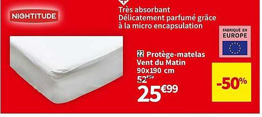 protège-matelas vent du matin 90 x 190 cm nightitude