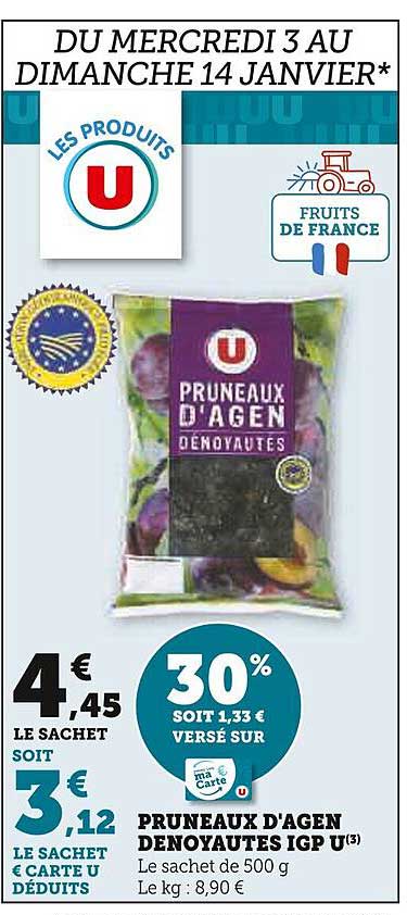 pruneaux d'agen dénoyautés igp u