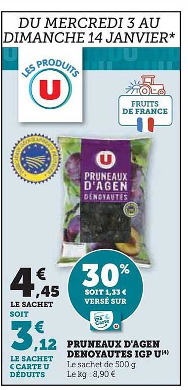 pruneaux d'agen dénoyautés igp u