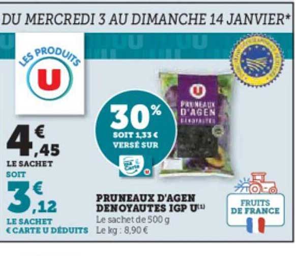 pruneaux d'agen dénoyautés igp u