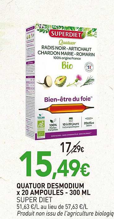 quatuor desmodium x20 ampoules super diet - 300 ml