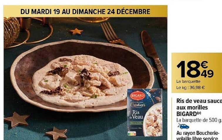 ris de veau sauce aux morilles bigard