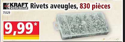 rivets aveugles, 830 pièces kraft werkzeuge