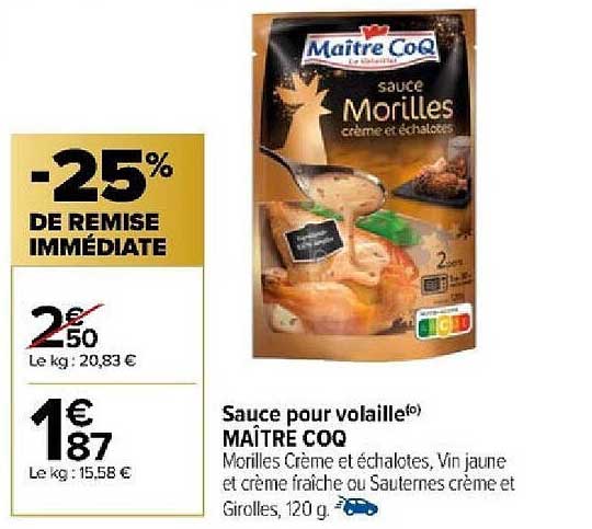 sauce pour volaille maître coq