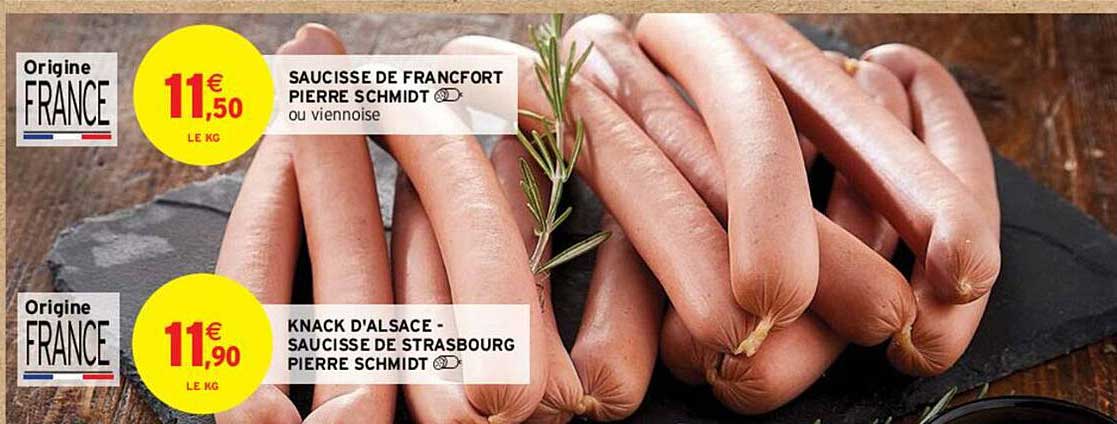saucisse de francfort pierre schmidt, knacks d'alsace - saucisse de strasbourg pierre schmidt