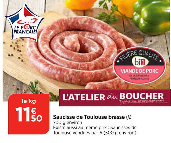 saucisse de toulouse brasse l'atelier du boucher