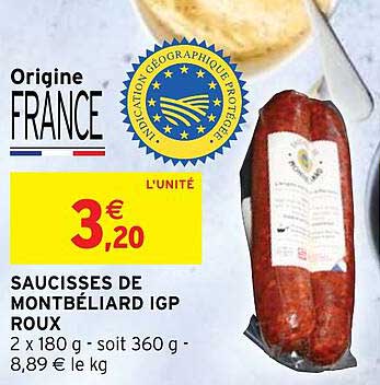 saucisses de montbéliard igp roux