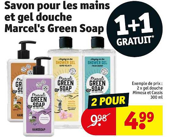 savon pour les mains et gel douche marcel's green soap